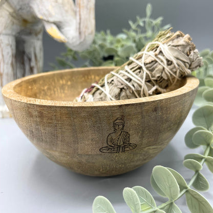 Wooden Smudge & Ritual Offerings Bowl - Buddha - Crystal Nest