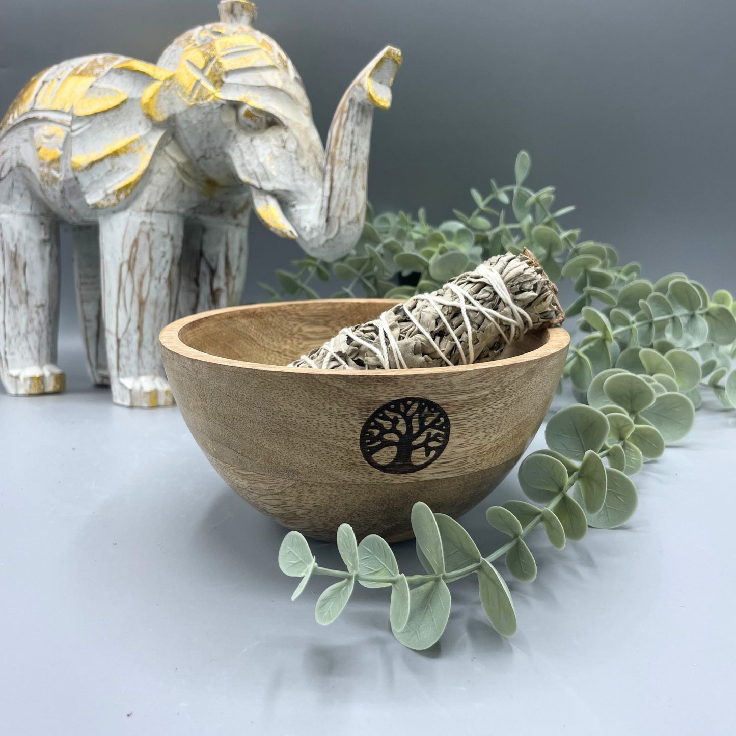 Wooden Smudge & Ritual Offerings Bowl - Tree of Life - Crystal Nest