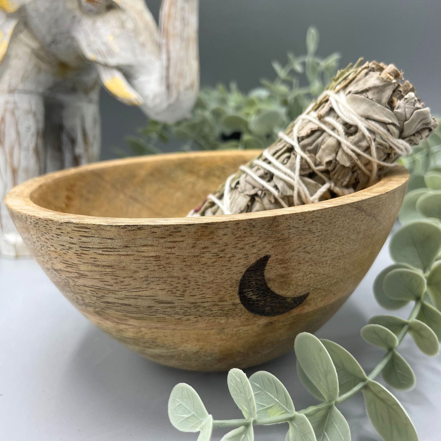 Wooden Smudge & Ritual Offerings Bowl - Three Moons - Crystal Nest