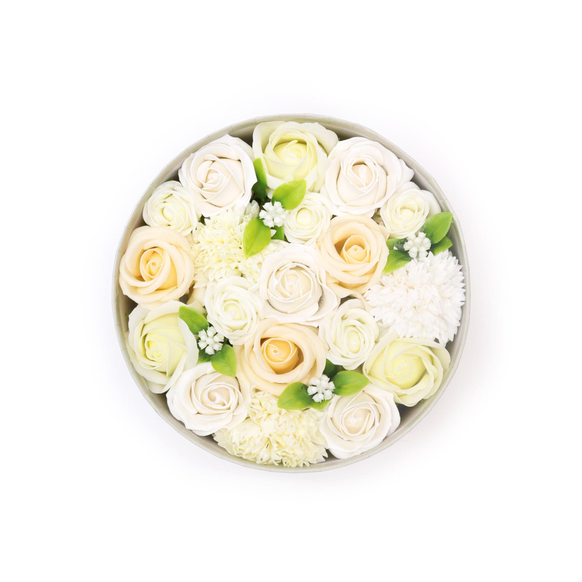 Luxury Soap Flower Bouquet Gift Box | White & Ivory Wedding Bath Gift - Crystal Nest