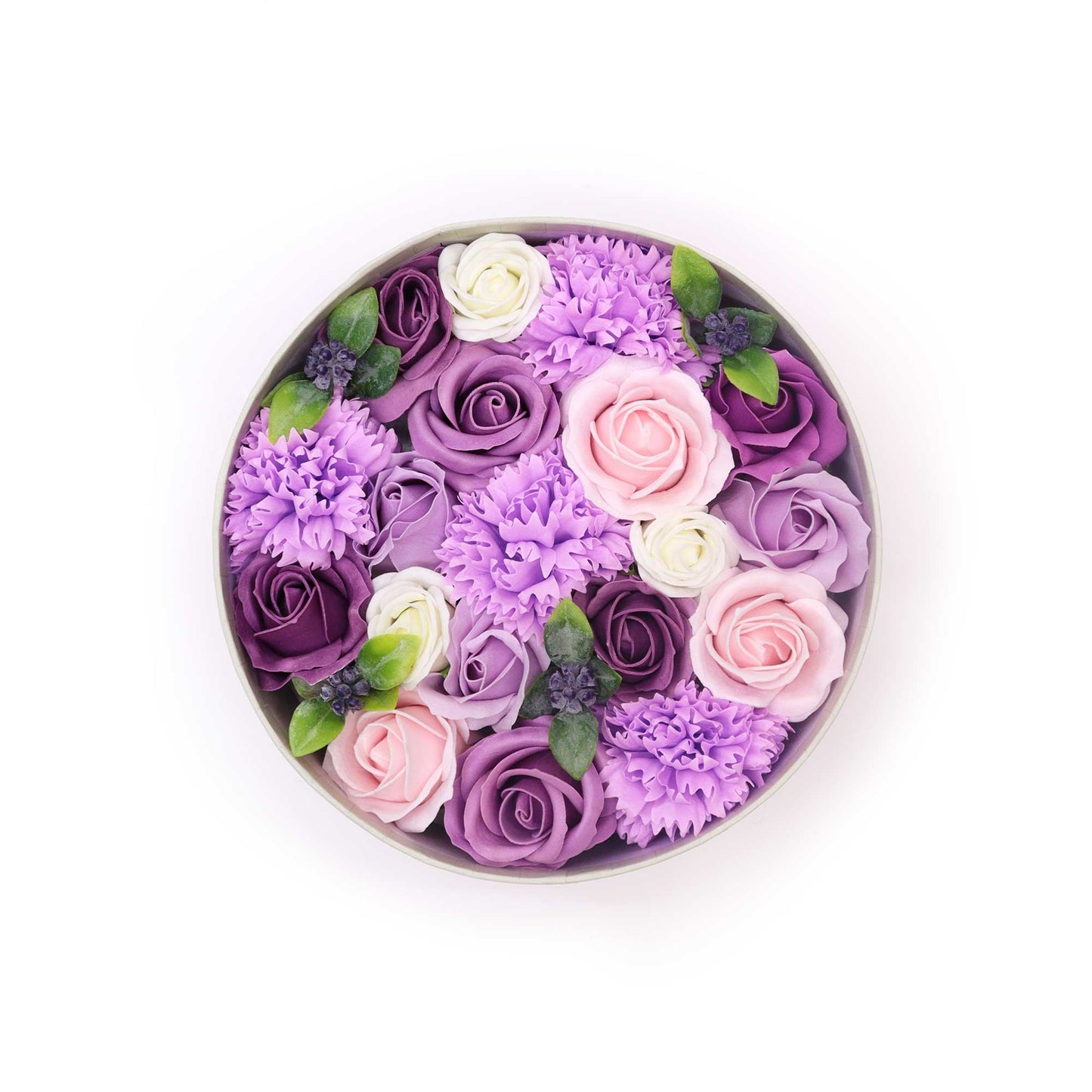 Luxury Soap Flower Bouquet Gift Box | Purple Roses & Carnations - Crystal Nest