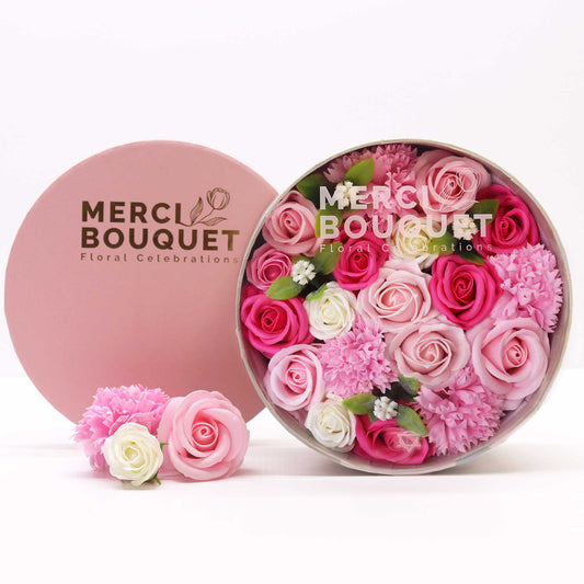 Luxury Soap Flower Bouquet Gift Box | Pink Roses & Carnations - Crystal Nest