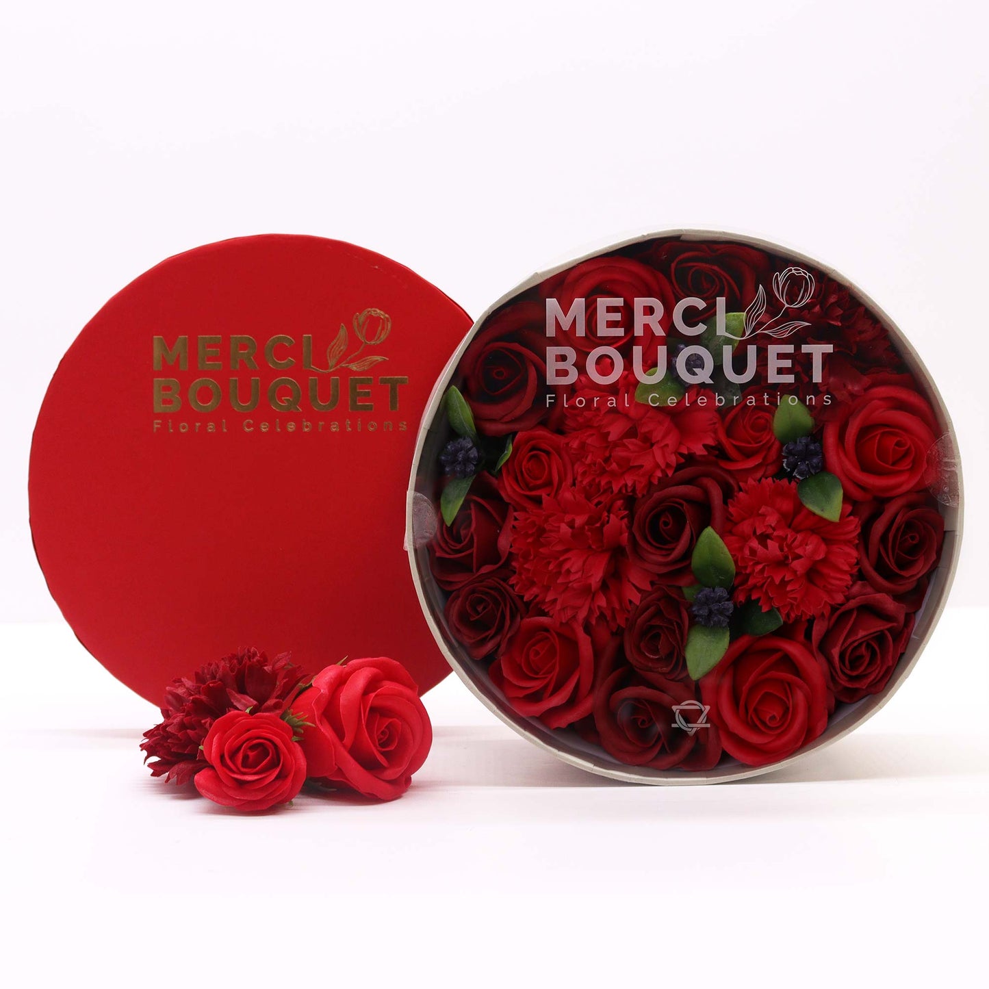 Luxury Soap Flower Bouquet Gift Box | Classic Red Rose & Carnation Bath Gift - Crystal Nest