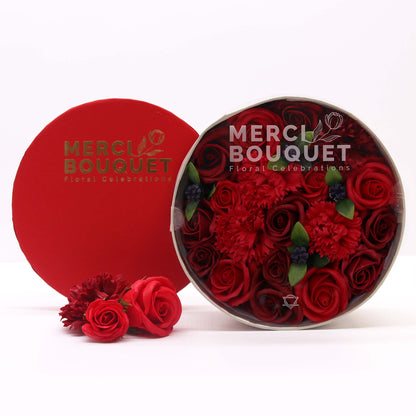 Luxury Soap Flower Bouquet Gift Box | Classic Red Rose & Carnation Bath Gift - Crystal Nest