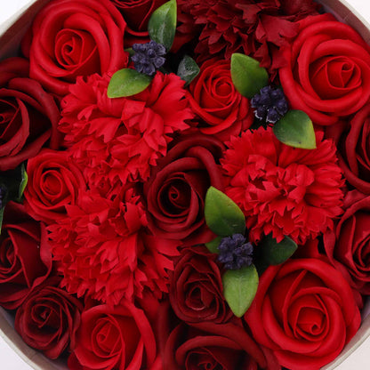 Luxury Soap Flower Bouquet Gift Box | Classic Red Rose & Carnation Bath Gift - Crystal Nest