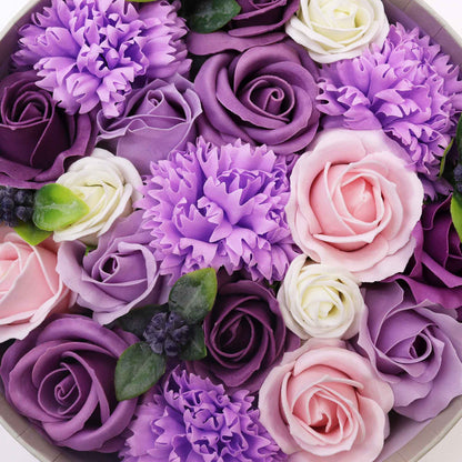 Luxury Soap Flower Bouquet Gift Box | Purple Roses & Carnations - Crystal Nest