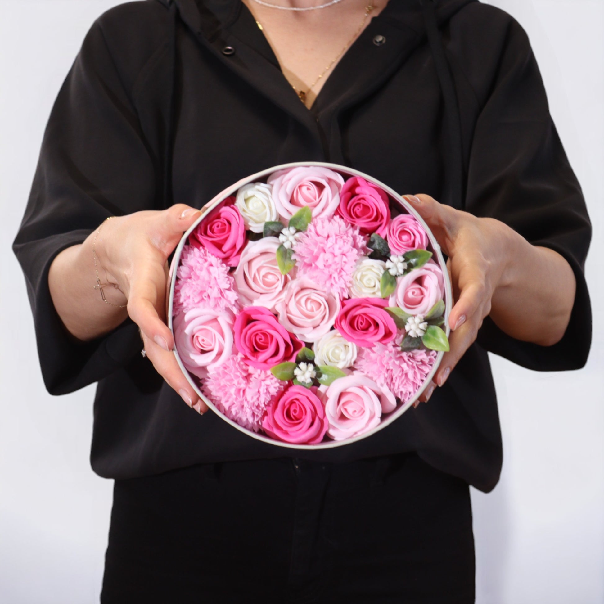 Luxury Soap Flower Bouquet Gift Box | Pink Roses & Carnations - Crystal Nest