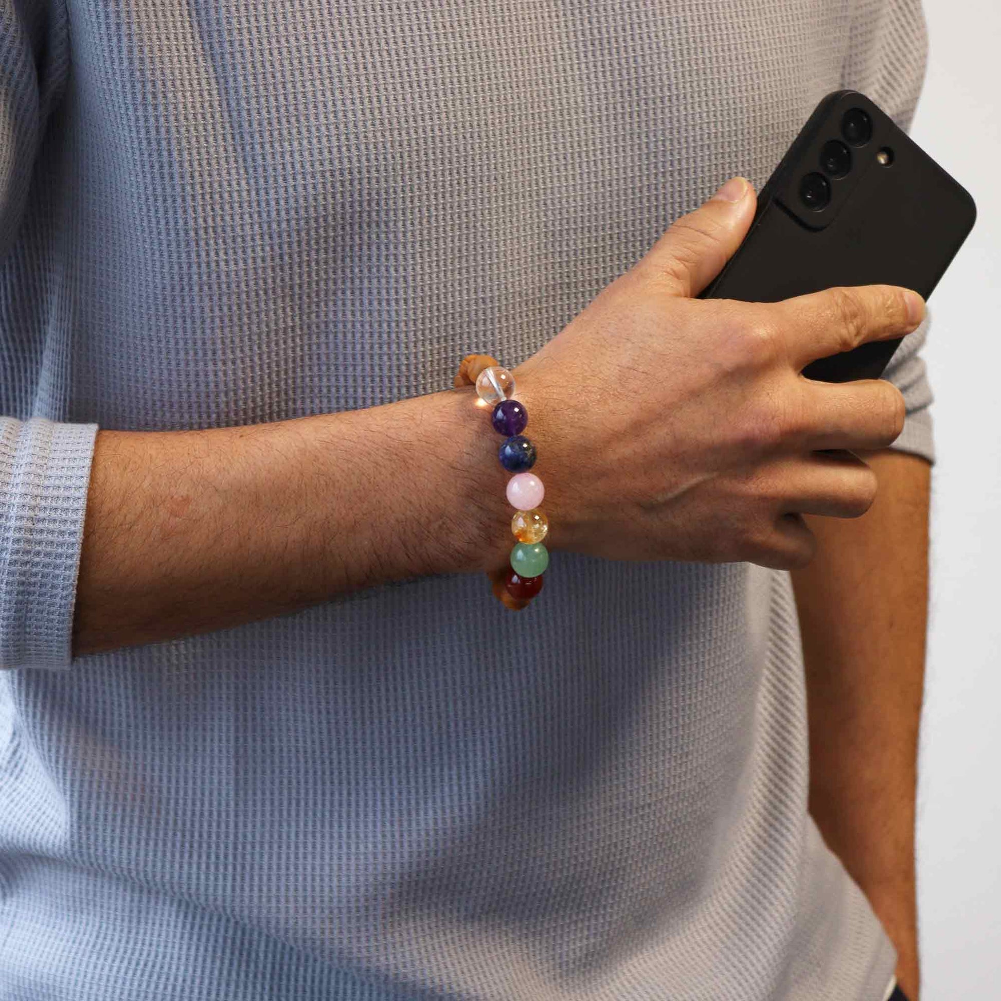 Cedarwood & Seven Chakra Gemstone Bracelet - Crystal Nest