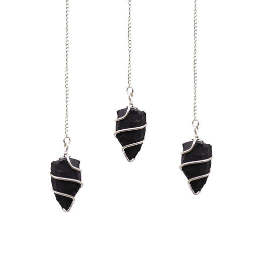 Raw Black Agate Pendulum