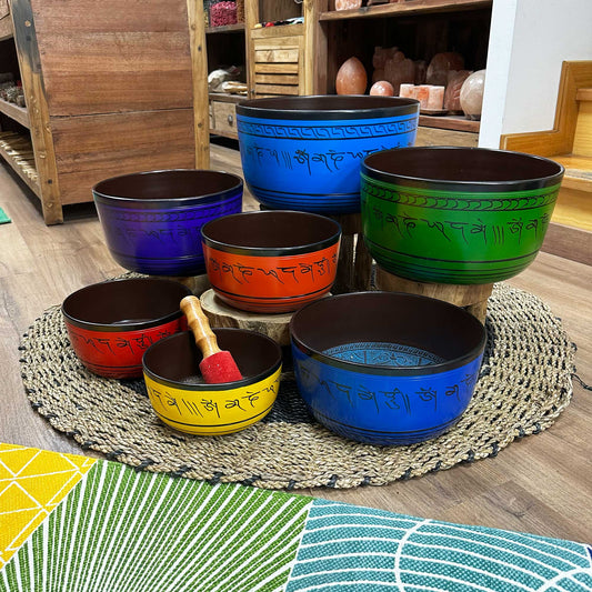 7 Chakra Large Singing Bowl Set | 19.5–35cm | Sound Healing & Deep Meditation