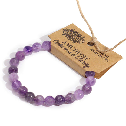 Amethyst Power Bead Bracelet - Calmness & Clarity - Crystal Nest