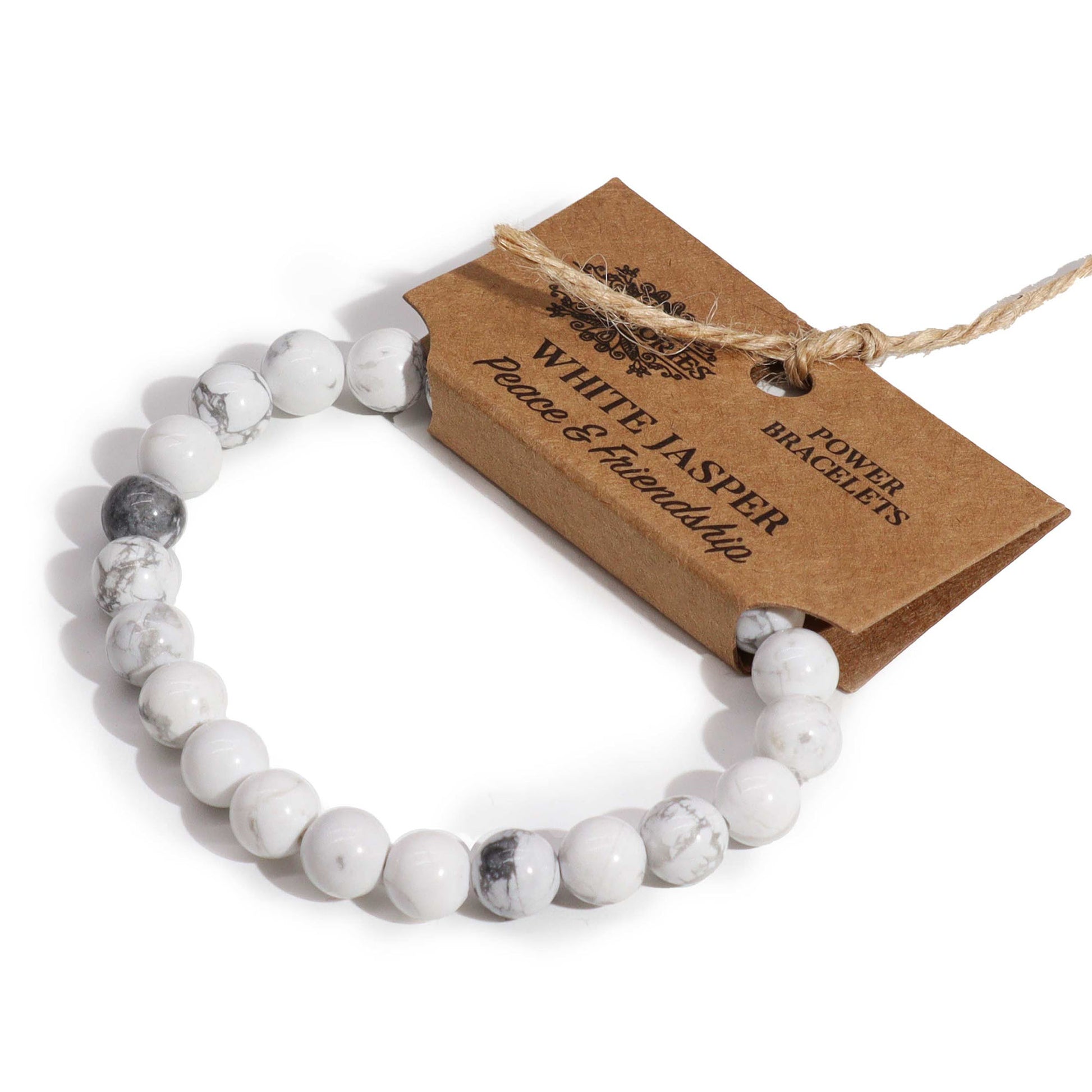 White Jasper Power Bead Bracelet - Peace & Friendship - Crystal Nest