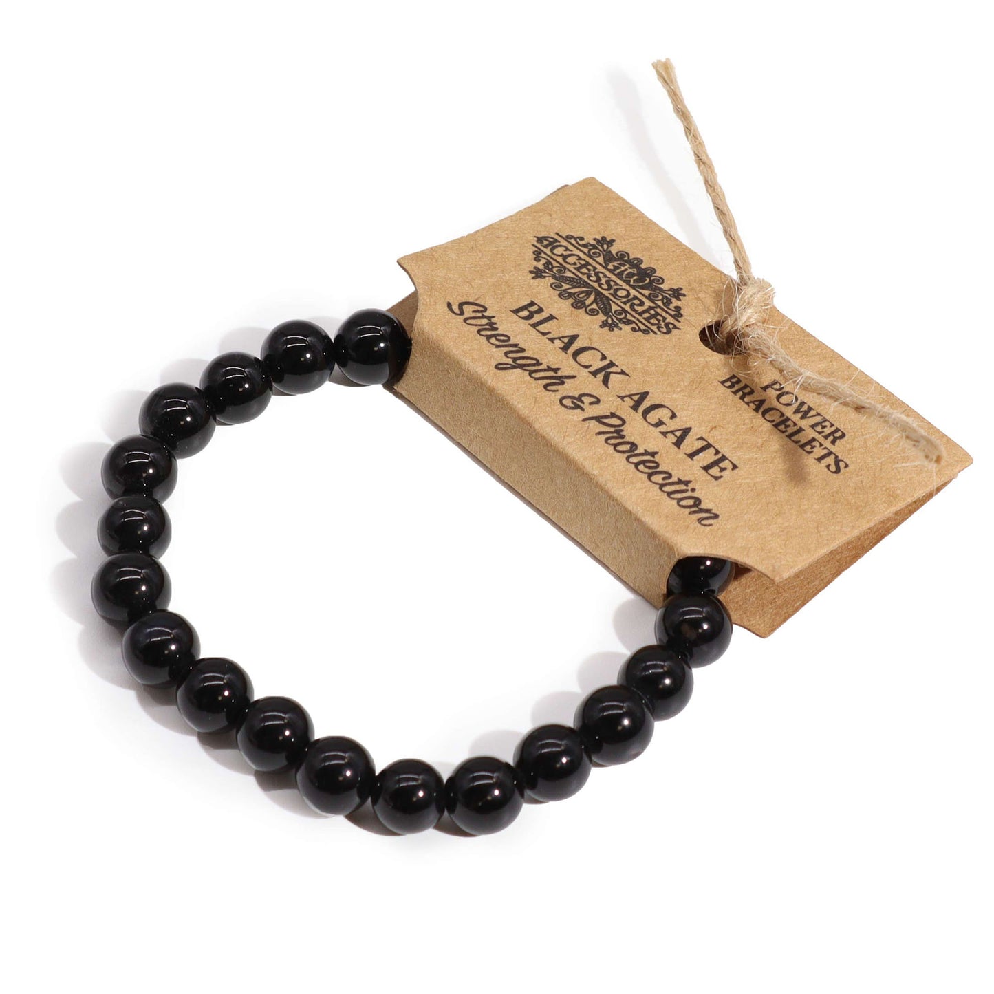 Black Agate Power Bead Bracelet - Strength & Protection - Crystal Nest