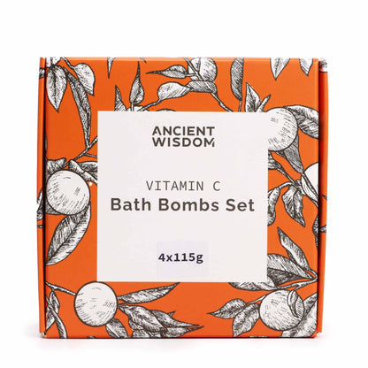 Vitamin C Bath Bomb Gift Set | Glowing Skin & Aromatherapy Bliss | Set of 4 - Crystal Nest