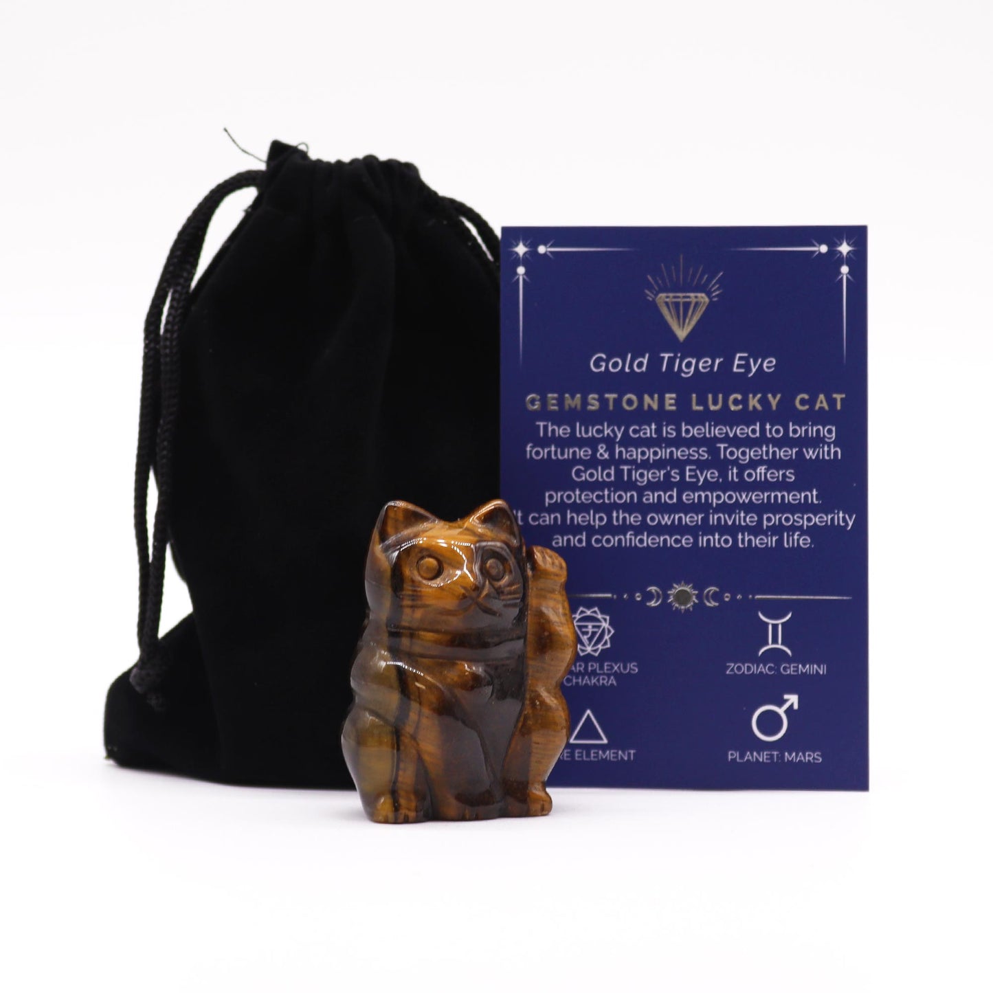 Golden Tiger's Eye Lucky Cat | Confidence & Good Luck Crystal Talisman - Crystal Nest