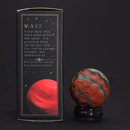 Red Jasper Planet on Goldstone Stand - Mars - Crystal Nest
