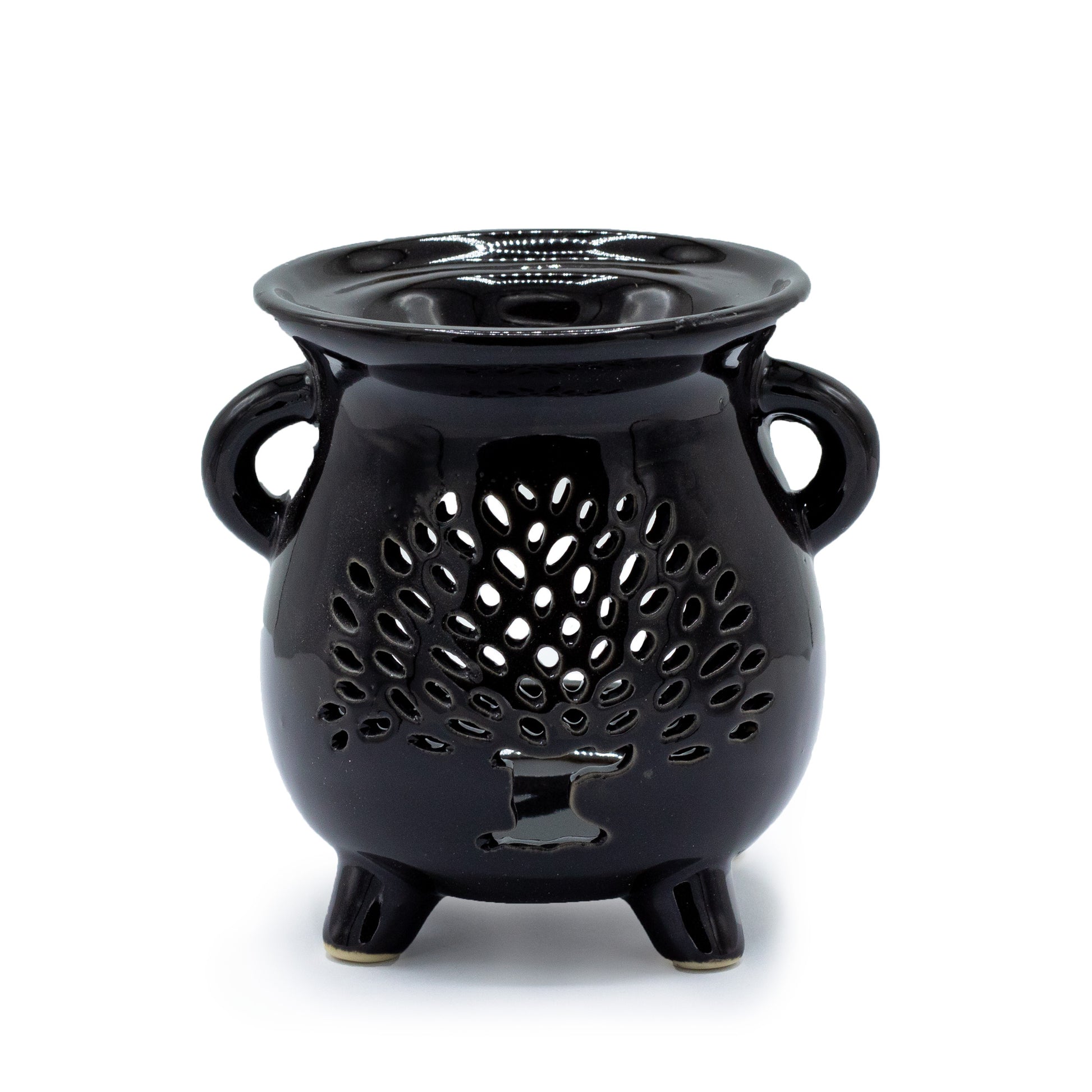 Tree of Life Black Cauldron Oil Burner - Crystal Nest
