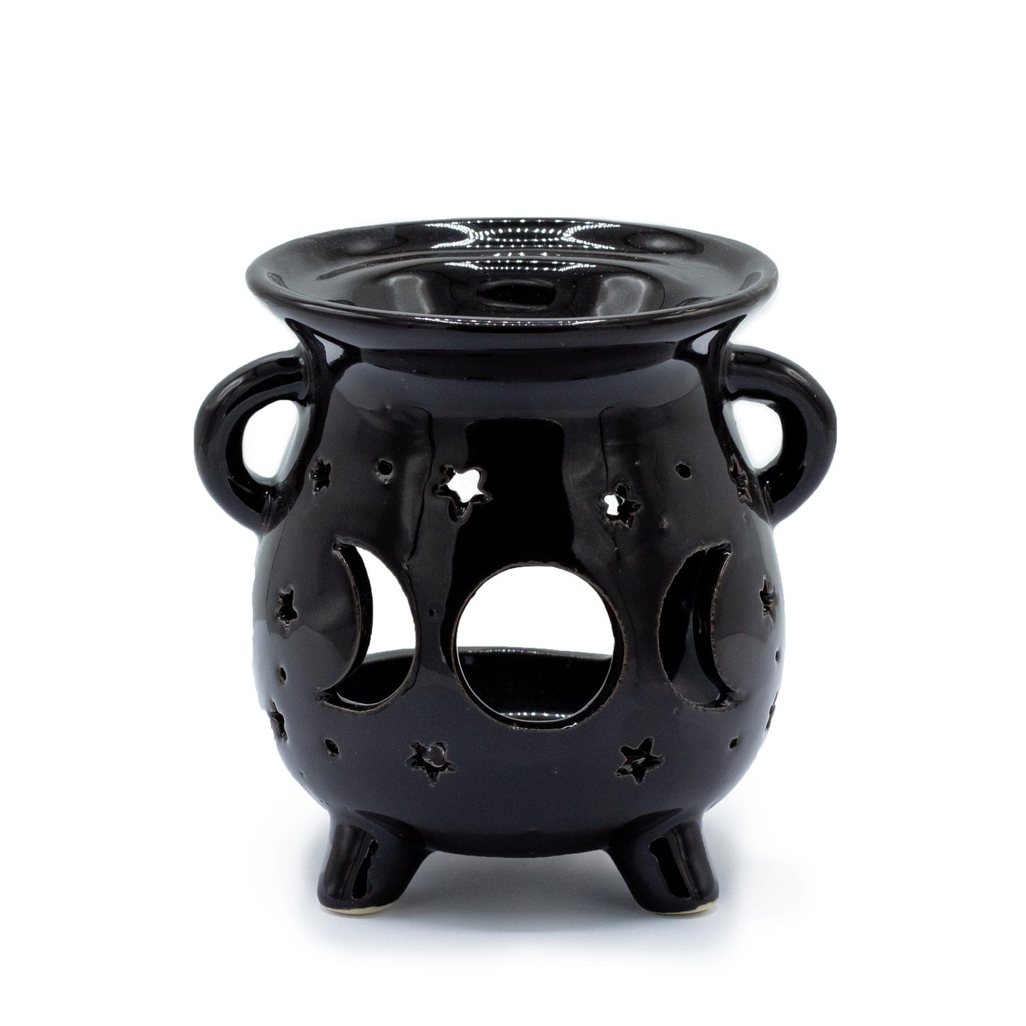 Black Moon Phase Cauldron Oil Burner - Crystal Nest