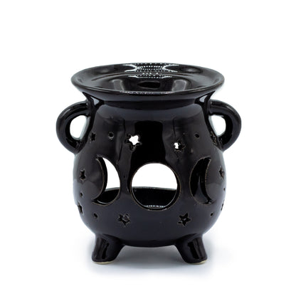 Black Moon Phase Cauldron Oil Burner - Crystal Nest