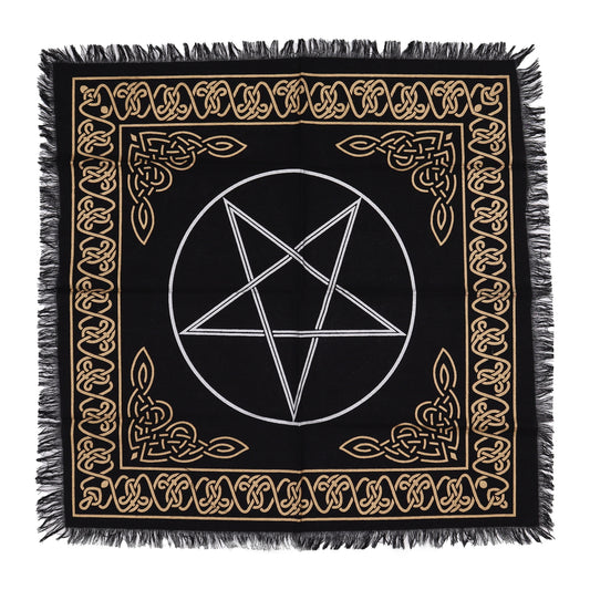 Pentagon Altar Cloth | Esoteric Fringed Cotton Tapestry - Crystal Nest