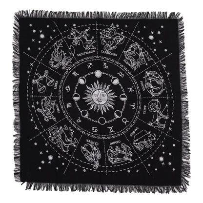 Horoscope Altar Cloth | Esoteric Fringed Cotton Tapestry - Crystal Nest