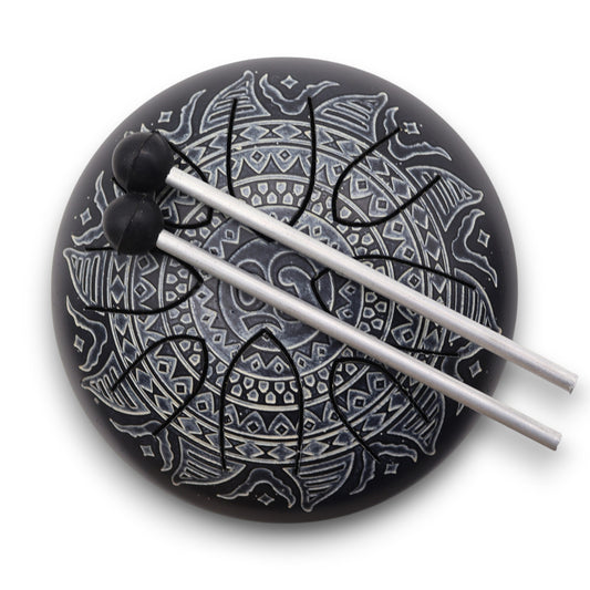 Hapi Steel Tongue Drum – Om Black and White Mandala Design - Small