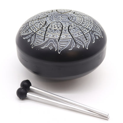 Hapi Steel Tongue Drum – Om Black and White Mandala Design - Small