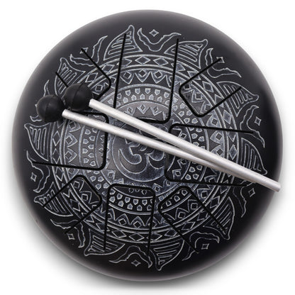 Hapi Steel Tongue Drum – Om Black and White Mandala Design - Large