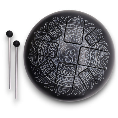 Hapi Steel Tongue Drum – Om Black and White Mandala Design - Large