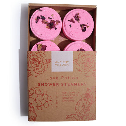 Love Potion Shower Steamers | Sensual Aromatherapy | Set of 4 - Crystal Nest