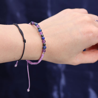 Aquarius Zodiac Crystal Candle with Gemstone Bracelet - Crystal Nest