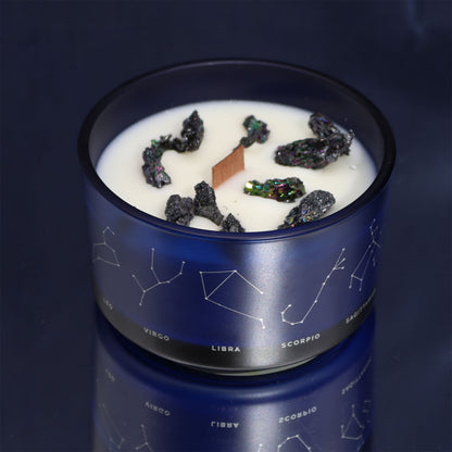 Gemini Zodiac Crystal Candle with Gemstone Bracelet - Crystal Nest