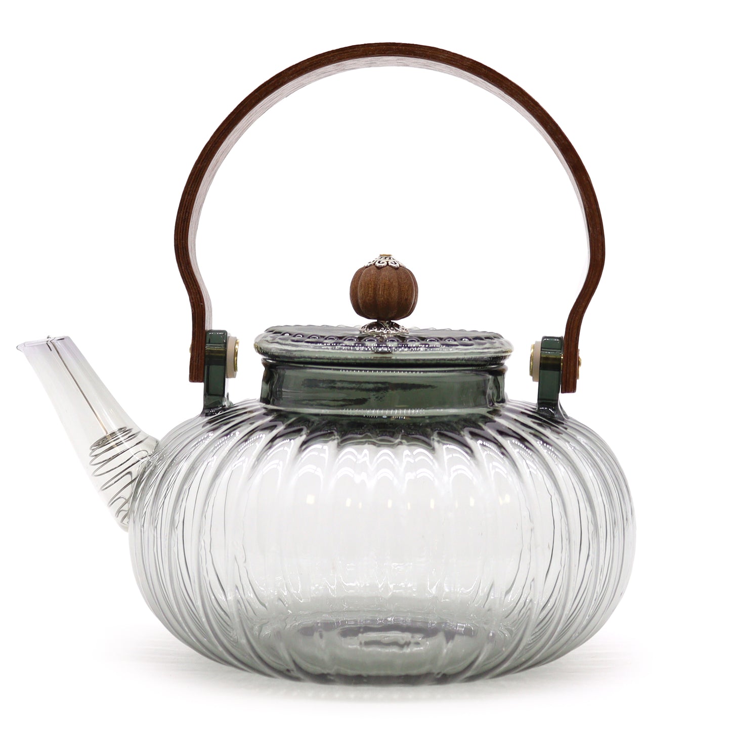 Charcoal Ribbed Glass Teapot with Infuser | 950ml