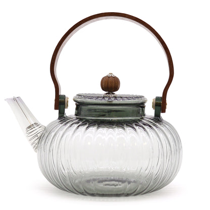 Charcoal Ribbed Glass Teapot with Infuser | 950ml