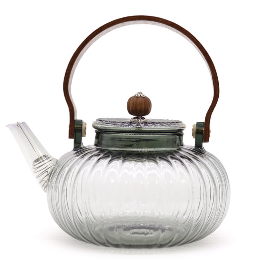 Charcoal Ribbed Glass Teapot with Infuser | 950ml