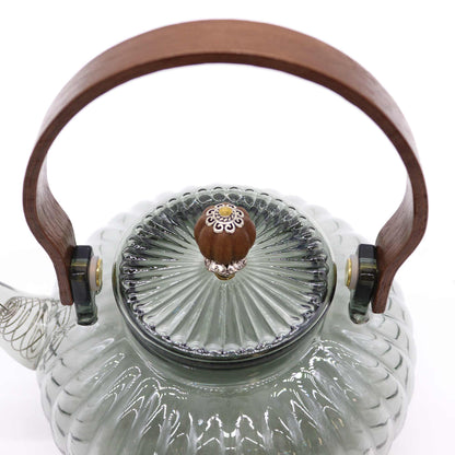 Charcoal Ribbed Glass Teapot with Infuser | 950ml