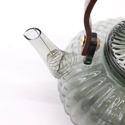 Charcoal Ribbed Glass Teapot with Infuser | 950ml