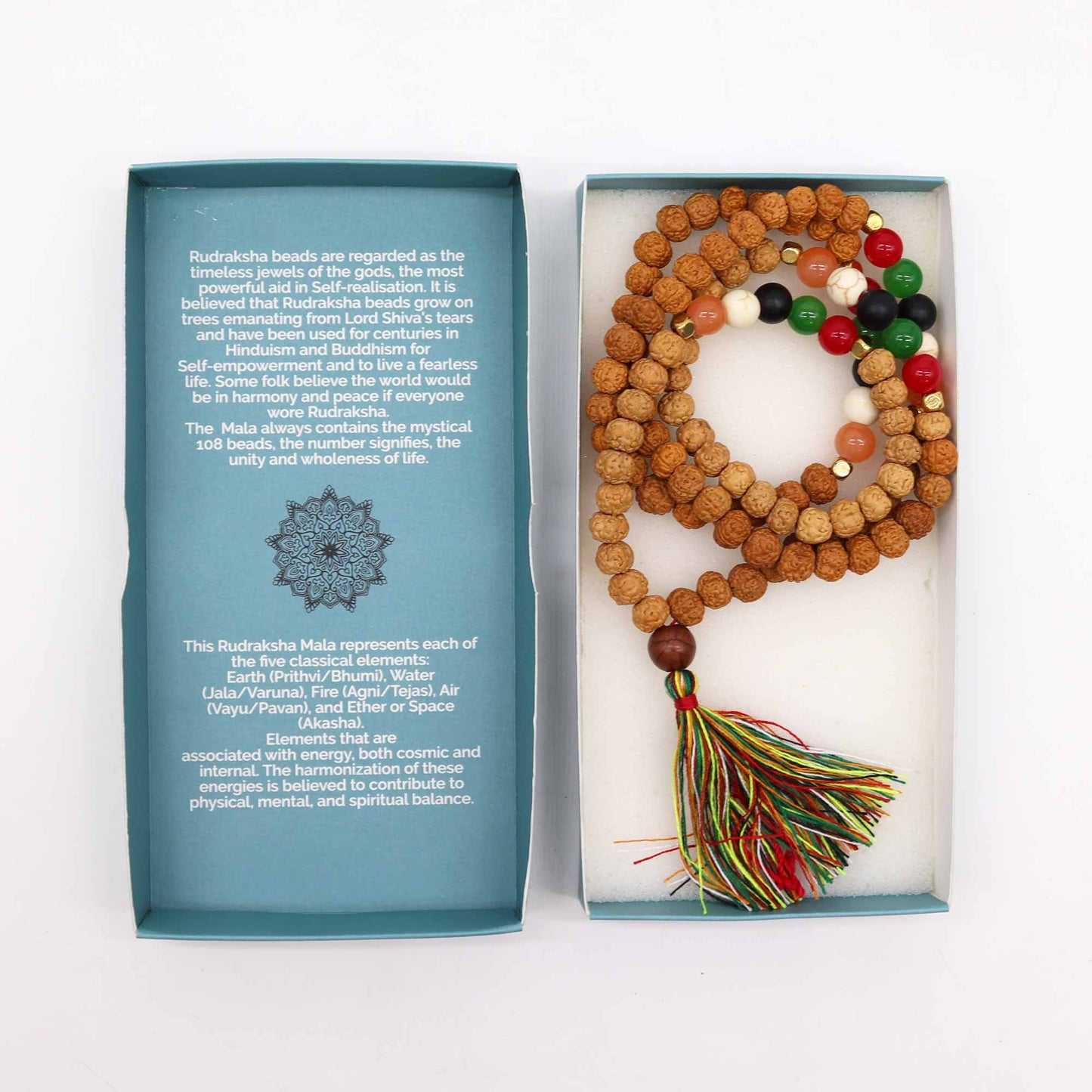 Rudraksha Mala Prayer Beads - Five Elements