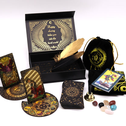 Luxurious Gold Foil Tarot Gift Set | Tarot Deck with Ritual Tools & Accessories