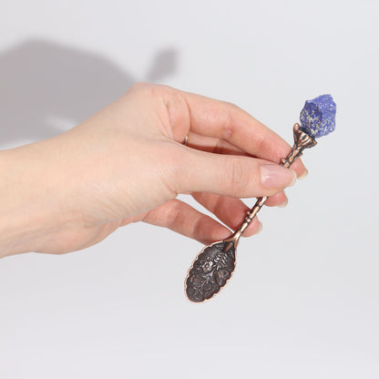 Antique Bronze Gemstone Crystal Spoons - Set of 7 - Crystal Nest