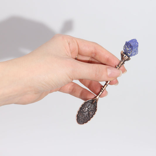 Antique Bronze Gemstone Crystal Spoons - Set of 7 - Crystal Nest