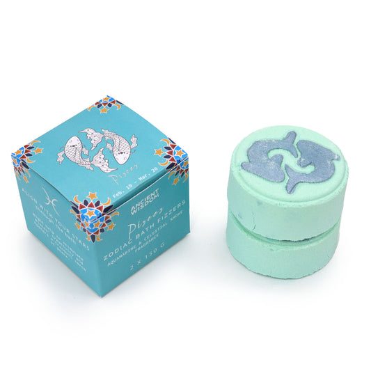 Pisces Zodiac Bath Fizzers | Crystal-Inspired Soak with Horoscope Surprise | Set of 2 - Crystal Nest