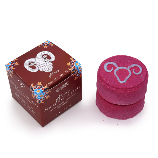Aries Zodiac Bath Fizzers | Crystal-Inspired Soak with Surprise Horoscope | Set of 2 - Crystal Nest