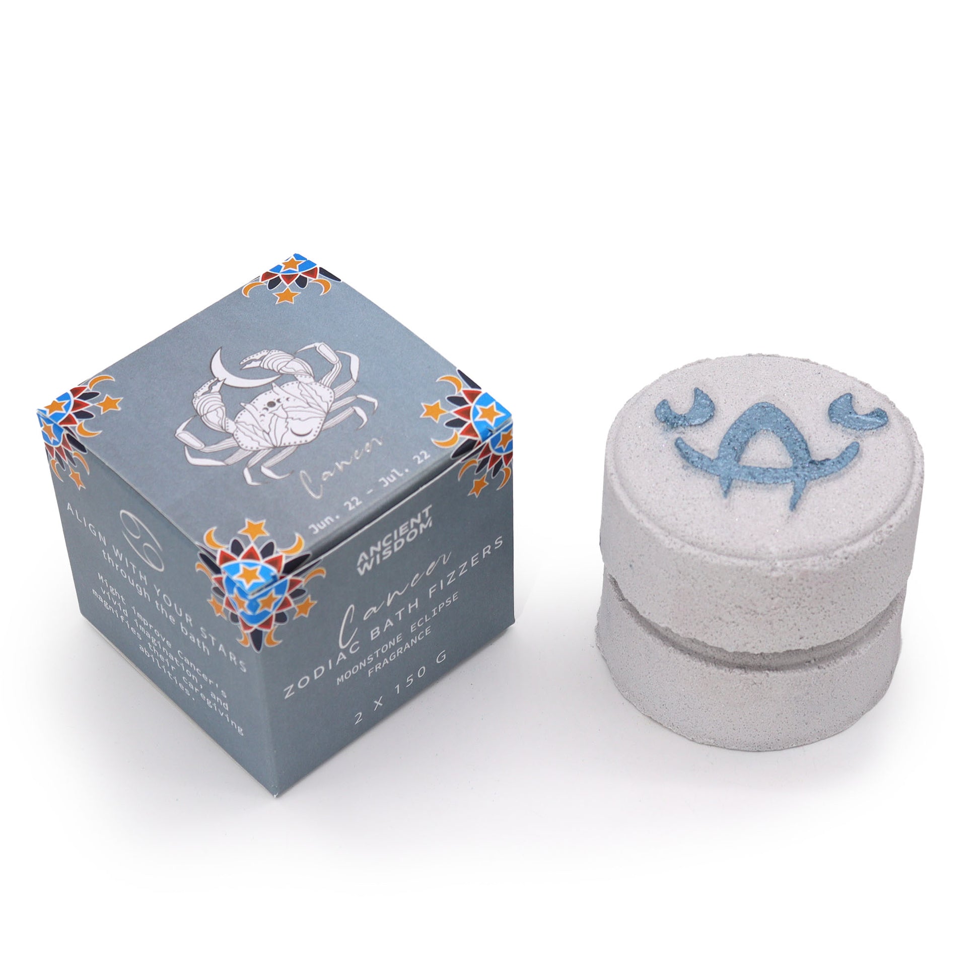 Cancer Zodiac Bath Fizzers | Crystal-Inspired Soak with Horoscope Surprise | Set of 2 - Crystal Nest
