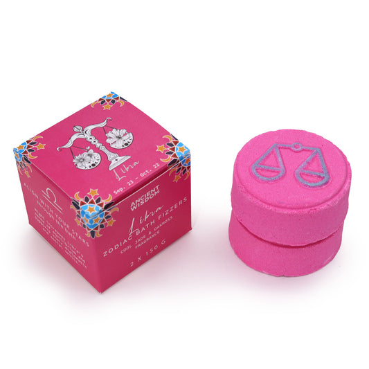 Libra Zodiac Bath Fizzers | Crystal-Inspired Soak with Horoscope Surprise | Set of 2 - Crystal Nest
