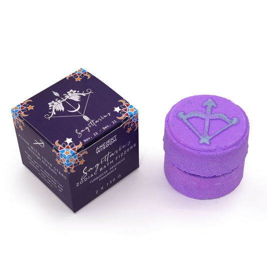 Sagittarius Zodiac Bath Fizzers | Crystal-Inspired Soak with Horoscope Surprise | Set of 2 - Crystal Nest