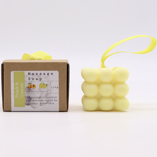 Glow & Go Massage Soap Bar | Peach & Lemon | 170g - Crystal Nest