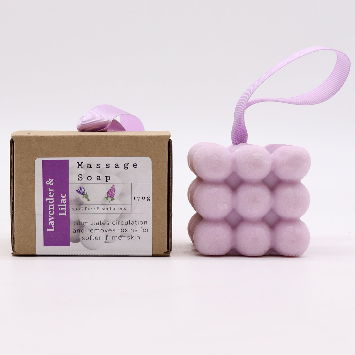 Calm & Glow Massage Soap Bar | Lavender & Lilac | 170g - Crystal Nest
