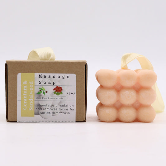 Balance & Bloom Massage Soap Bar | Geranium & Sandalwood | 170g - Crystal Nest