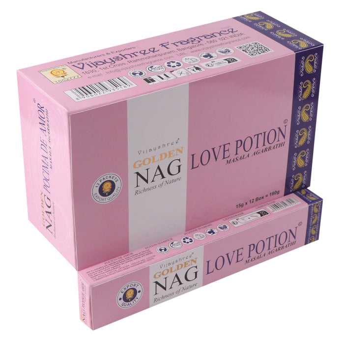 Love Potion Golden Nag Incense - Crystal Nest